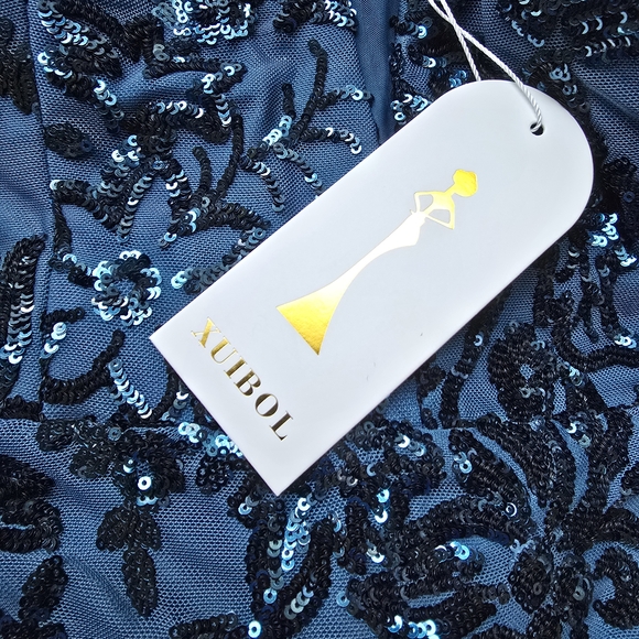 Elegant Teal  Blue Evening Dress - Picture 9 of 14